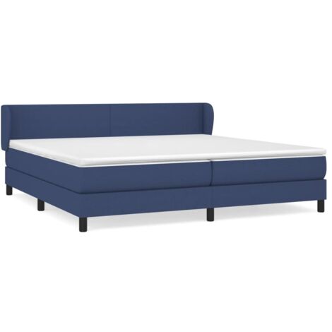 Lit à sommier tapissier avec matelas, Lit adulte pour 2 personnes Assemblage Facile, Bleu 200x200 cm Tissu OIB8289E
