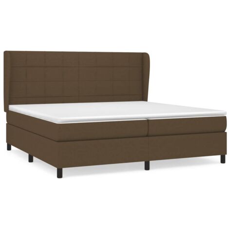 Lit à sommier tapissier avec matelas, Lit adulte pour 2 personnes Assemblage Facile, Marron foncé 200x200 cm OIB2782E