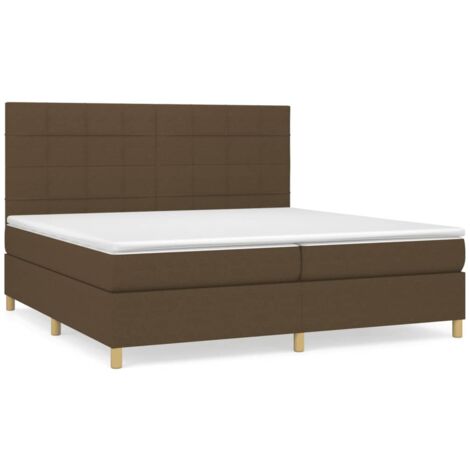Lit à sommier tapissier avec matelas, Lit adulte pour 2 personnes Assemblage Facile, Marron foncé 200x200 cm OIB5321E