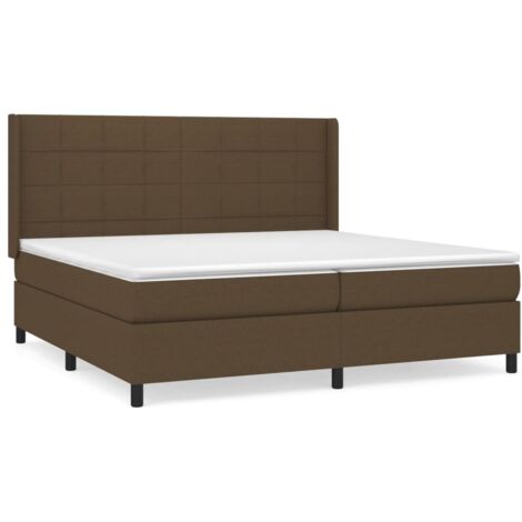 Lit à sommier tapissier avec matelas, Lit adulte pour 2 personnes Assemblage Facile, Marron foncé 200x200 cm OIB8968E