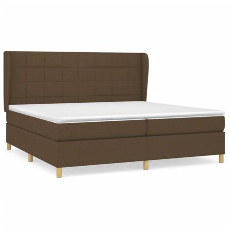 Lit à sommier tapissier avec matelas, Lit adulte pour 2 personnes Assemblage Facile, Marron foncé 200x200 cm OIB9369E