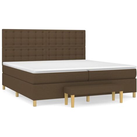 Lit à sommier tapissier avec matelas, Lit adulte pour 2 personnes Assemblage Facile, Marron foncé 200x200 cm OIB9958E