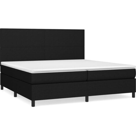 Lit à sommier tapissier avec matelas, Lit adulte pour 2 personnes Assemblage Facile, Noir 200x200 cm Tissu OIB2958E