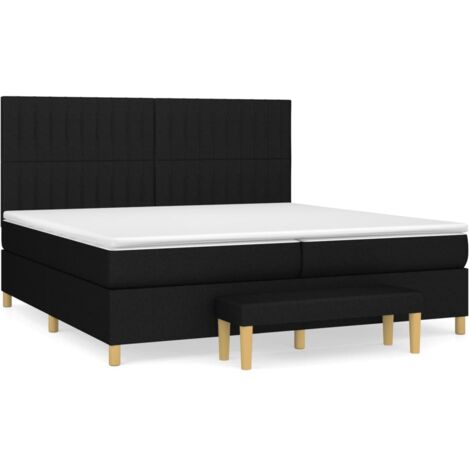 Lit à sommier tapissier avec matelas, Lit adulte pour 2 personnes Assemblage Facile, Noir 200x200 cm Tissu OIB5157E