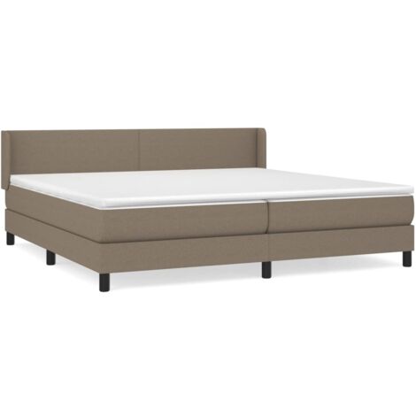 Lit à sommier tapissier avec matelas, Lit adulte pour 2 personnes Assemblage Facile, Taupe 200x200 cm Tissu OIB1767E