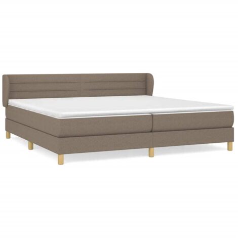 Lit à sommier tapissier avec matelas, Lit adulte pour 2 personnes Assemblage Facile, Taupe 200x200 cm Tissu OIB3206E