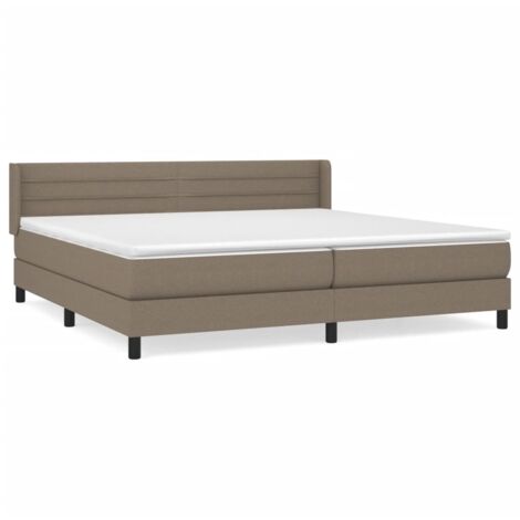 Lit à sommier tapissier avec matelas, Lit adulte pour 2 personnes Assemblage Facile, Taupe 200x200 cm Tissu OIB3325E