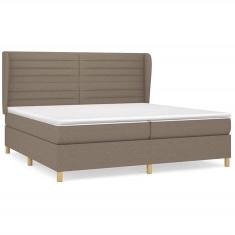 Lit à sommier tapissier avec matelas, Lit adulte pour 2 personnes Assemblage Facile, Taupe 200x200 cm Tissu OIB3650E