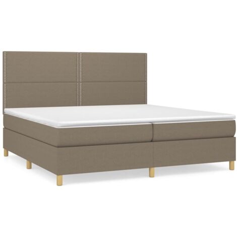 Lit à sommier tapissier avec matelas, Lit adulte pour 2 personnes Assemblage Facile, Taupe 200x200 cm Tissu OIB4575E