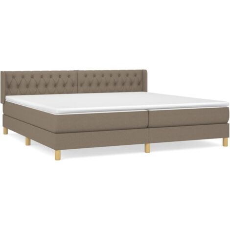 Lit à sommier tapissier avec matelas, Lit adulte pour 2 personnes Assemblage Facile, Taupe 200x200 cm Tissu OIB5076E