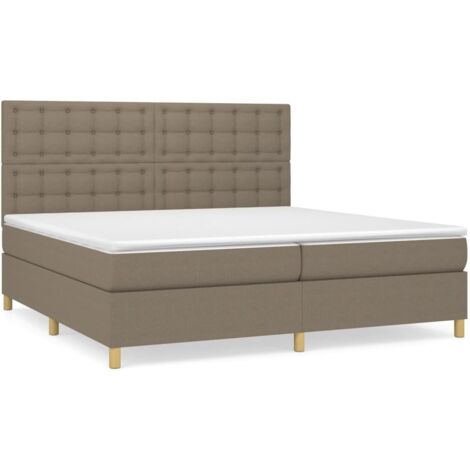 Lit à sommier tapissier avec matelas, Lit adulte pour 2 personnes Assemblage Facile, Taupe 200x200 cm Tissu OIB5816E