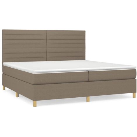 Lit à sommier tapissier avec matelas, Lit adulte pour 2 personnes Assemblage Facile, Taupe 200x200 cm Tissu OIB5861E