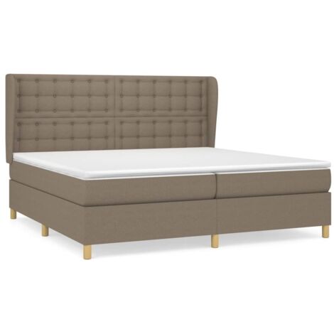 Lit à sommier tapissier avec matelas, Lit adulte pour 2 personnes Assemblage Facile, Taupe 200x200 cm Tissu OIB6348E