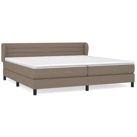 Lit à sommier tapissier avec matelas, Lit adulte pour 2 personnes Assemblage Facile, Taupe 200x200 cm Tissu OIB6542E