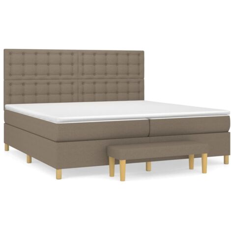 Lit à sommier tapissier avec matelas, Lit adulte pour 2 personnes Assemblage Facile, Taupe 200x200 cm Tissu OIB6653E