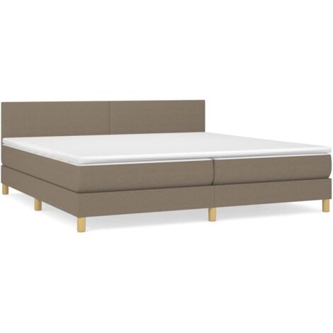Lit à sommier tapissier avec matelas, Lit adulte pour 2 personnes Assemblage Facile, Taupe 200x200 cm Tissu OIB7268E