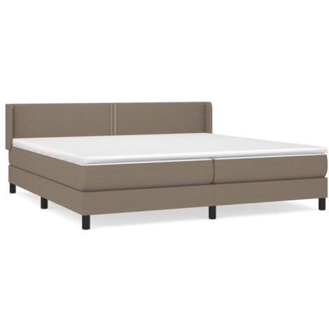 Lit à sommier tapissier avec matelas, Lit adulte pour 2 personnes Assemblage Facile, Taupe 200x200 cm Tissu OIB8053E