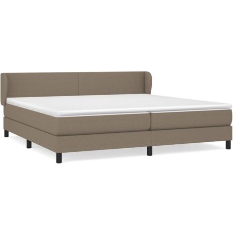 Lit à sommier tapissier avec matelas, Lit adulte pour 2 personnes Assemblage Facile, Taupe 200x200 cm Tissu OIB8192E