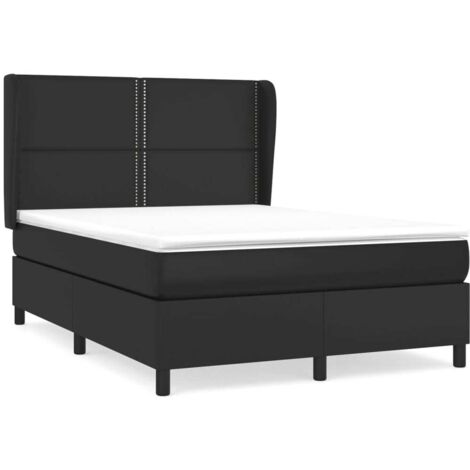 Lit à sommier tapissier avec matelas Noir 140x190 Similicuir