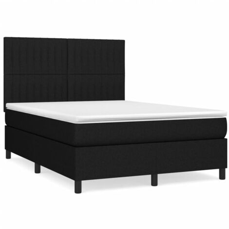 Lit à sommier tapissier avec matelas Noir 140x200 Tissu 4