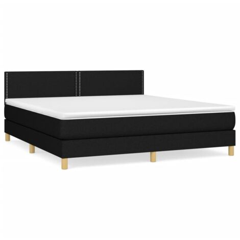 Lit à sommier tapissier avec matelas Noir 160x200 Tissu 2