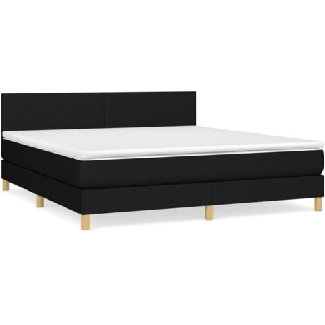 Lit à sommier tapissier avec matelas Noir 160x200 Tissu