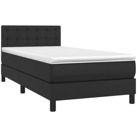 Lit à sommier tapissier avec matelas Noir 90x190 cm Similicuir
