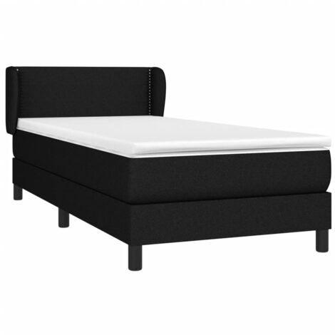 Lit à sommier tapissier avec matelas Noir 90x190 cm Tissu