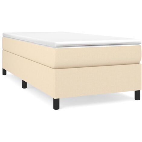 Lit à sommier tapissier et matelas Crème 90x190 Tissu