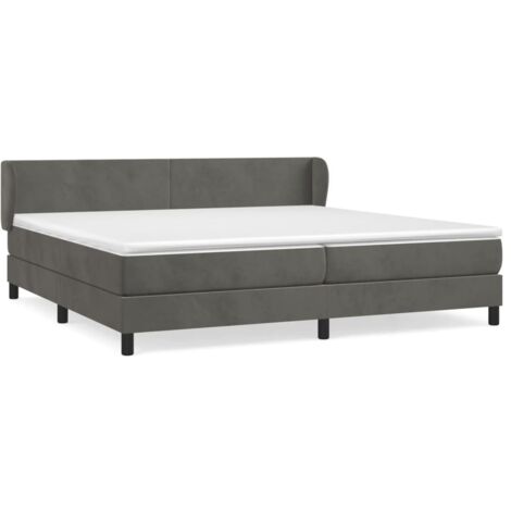 Lit à sommier tapissier et matelas, Lit adulte pour 2 personnes Assemblage Facile, Gris foncé 200x200cm Velours OIB1362E