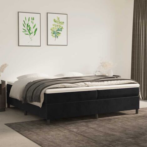 Lit à sommier tapissier et matelas, Lit double, Lit adulte Noir 200x200 cm Velours GSW12302