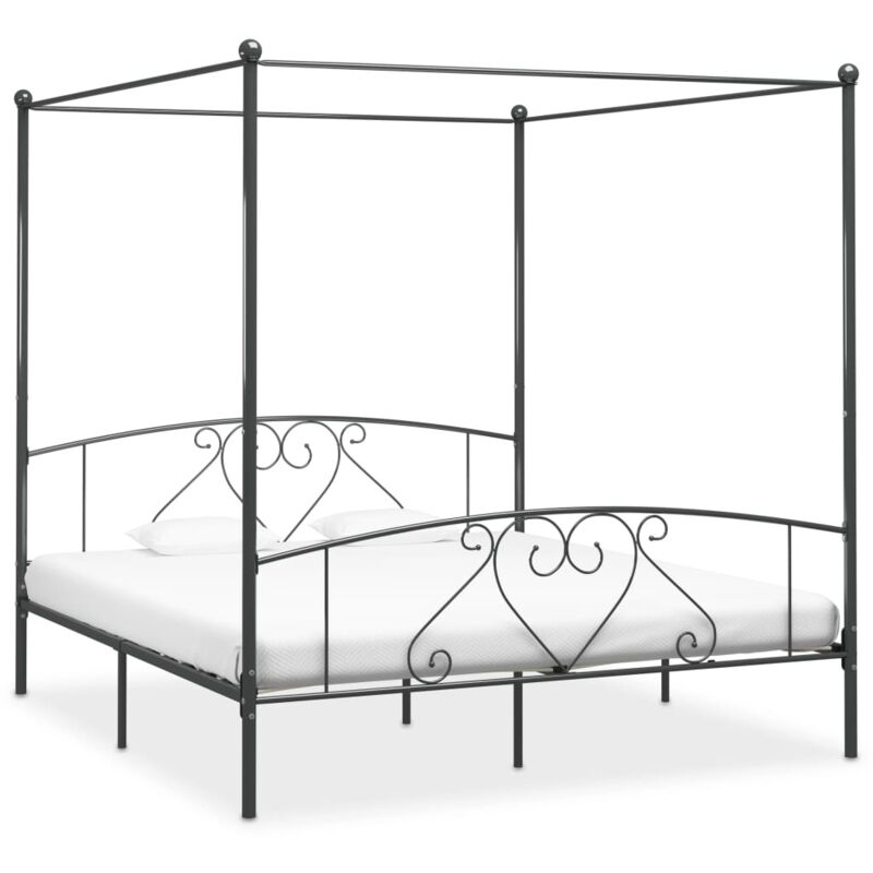 Vidaxl - Cadre de lit à baldaquin sans matelas gris métal 200x200 cm