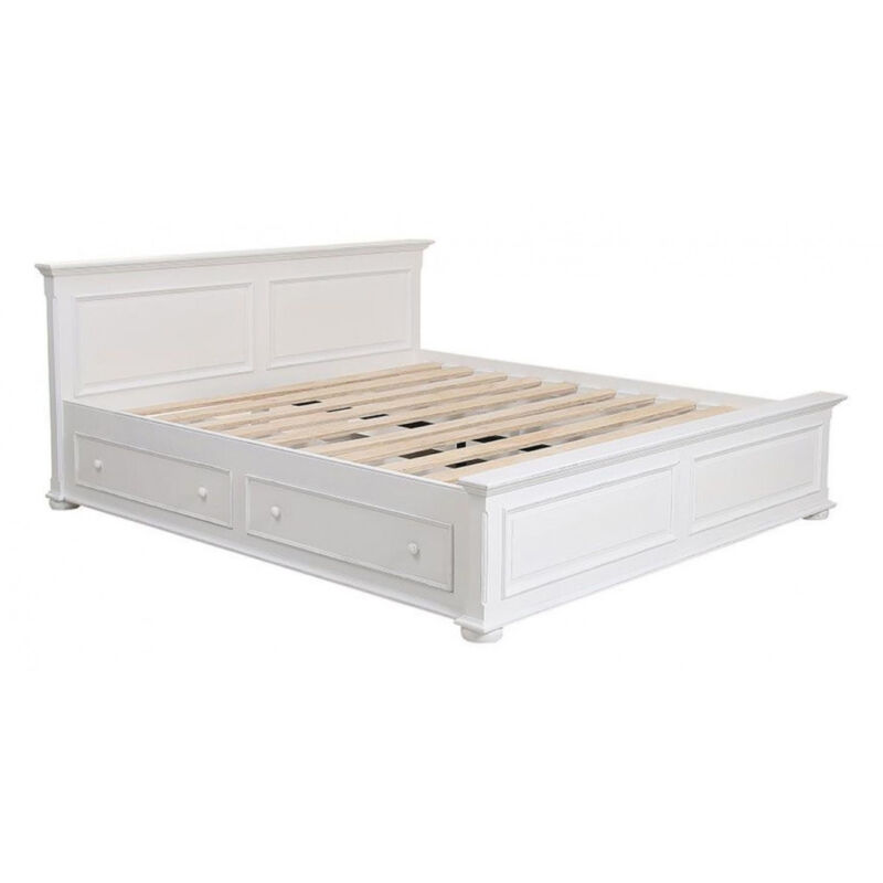 Lit à tiroirs - Bois-MDF - Blanc - Interior's