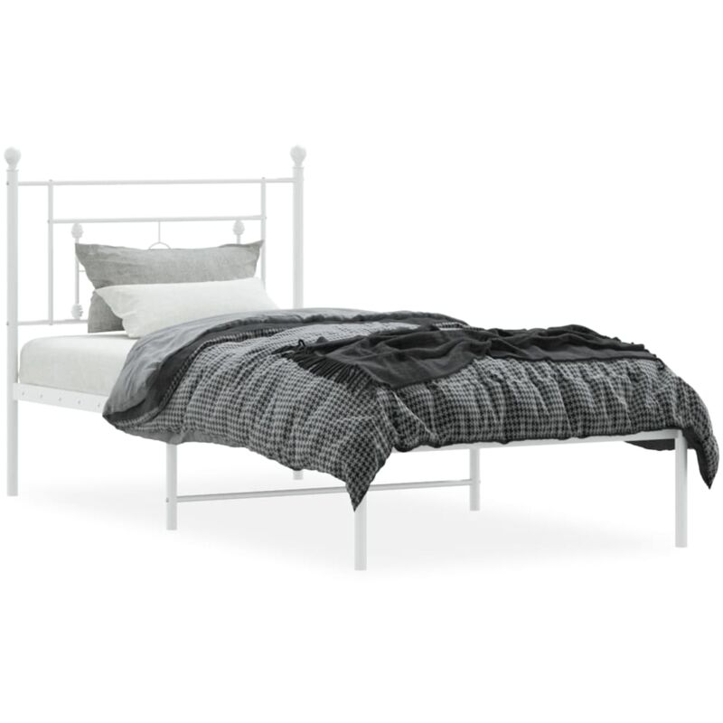 Cadre de lit métal sans matelas et tête de lit blanc 100x190 cm vidaXL