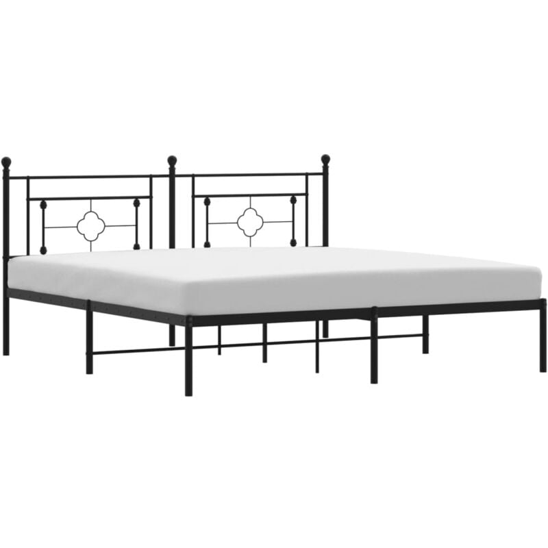 Vidaxl - Cadre de lit métal avec tête de lit noir 183x213 cm