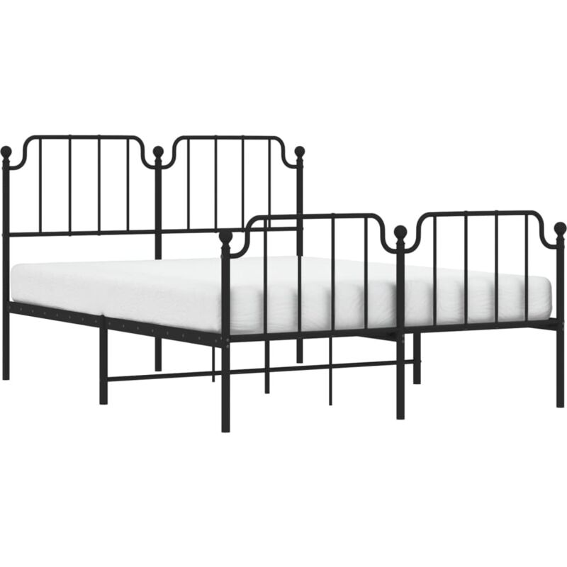 Vidaxl - Cadre de lit métal avec tête de lit/pied de lit noir 140x190 cm
