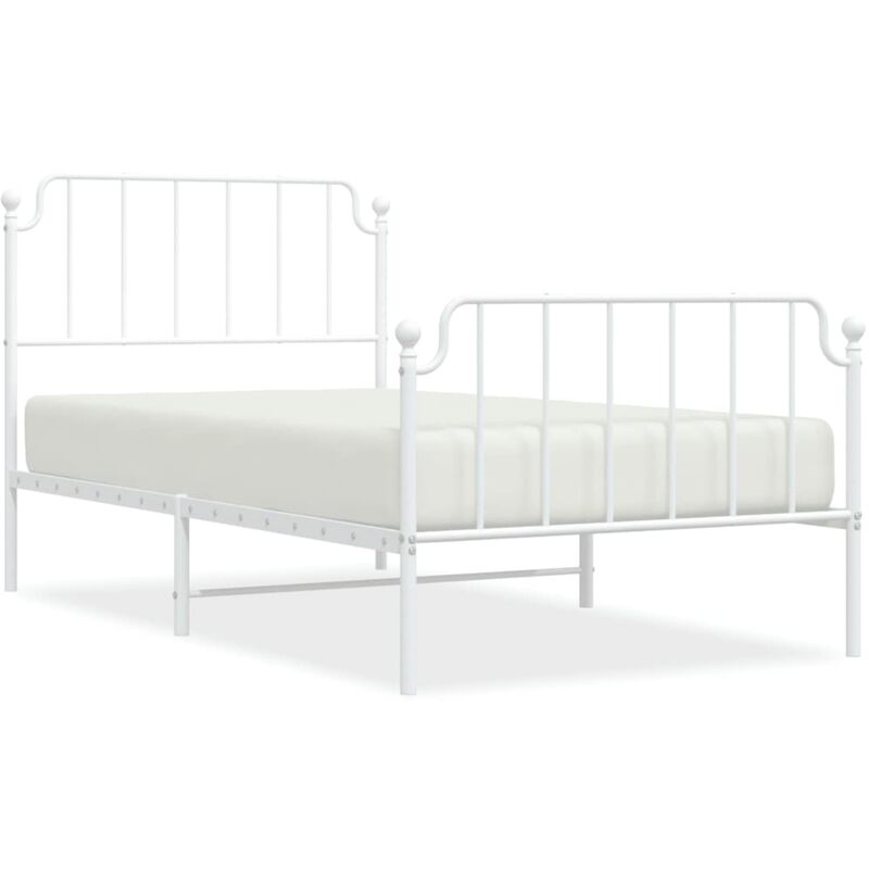 Vidaxl - Cadre de lit métal avec tête de lit/pied de lit blanc 100x190cm