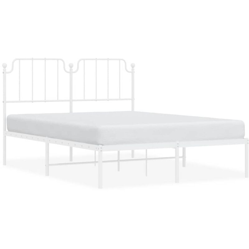 Vidaxl - Cadre de lit métal avec tête de lit blanc 150x200 cm