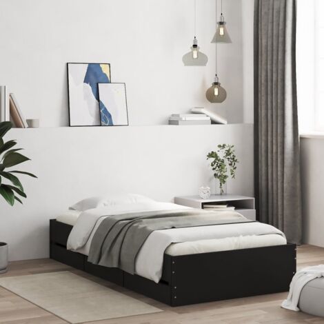 Lit adulte-100x200 cm avec tiroirs noir bois d'ingénierie PEOR61827 DESIGN IN