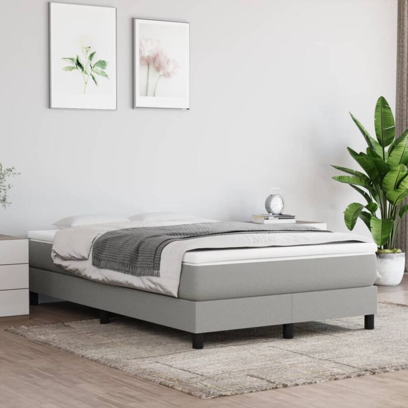 Lit double - 120x200 cm, Lit adulte et enfants, Cadre de lit sans matelas gris clair tissu FR757318 design in