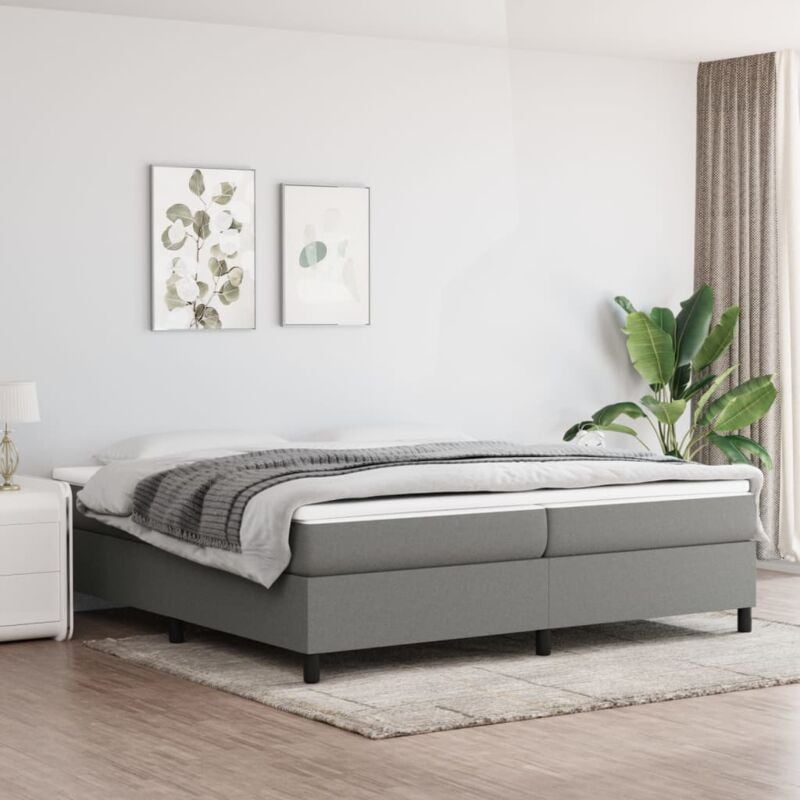 Maisonchic - Lit double - 200x200 cm, Lit adulte et enfants, Cadre de lit sans matelas gris foncé tissu FR513164 design in