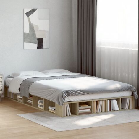 Lit adulte- 120x200 cm, Cadre de lit chêne sonoma bois d'ingénierie CON10504 DESIGN IN