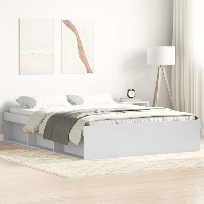 Maisonchic - Lit adulte-120 x 190 cm, Cadre de lit blanc 120x190 cm petit double KSAW29519 design in