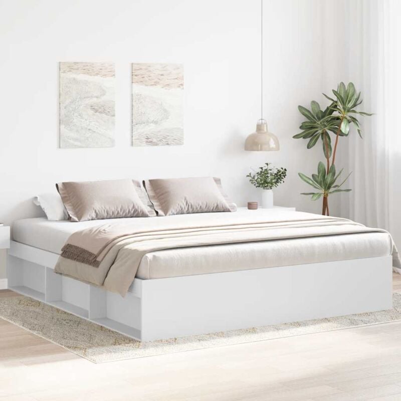 Lit adulte-200 x 200 cm, Cadre de lit blanc 200x200 cm KSAW51635 design in