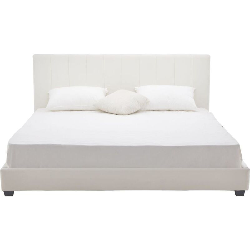 Homifab - Lit adulte 180x200 cm avec tête de lit capitonnée en velours beige - William