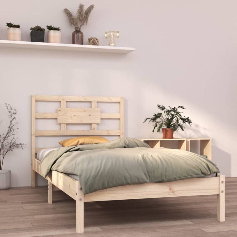 Lit simple - 90x190 cm, Lit adulte et enfants, Cadre de lit sans matelas bois massif FR589840 design in