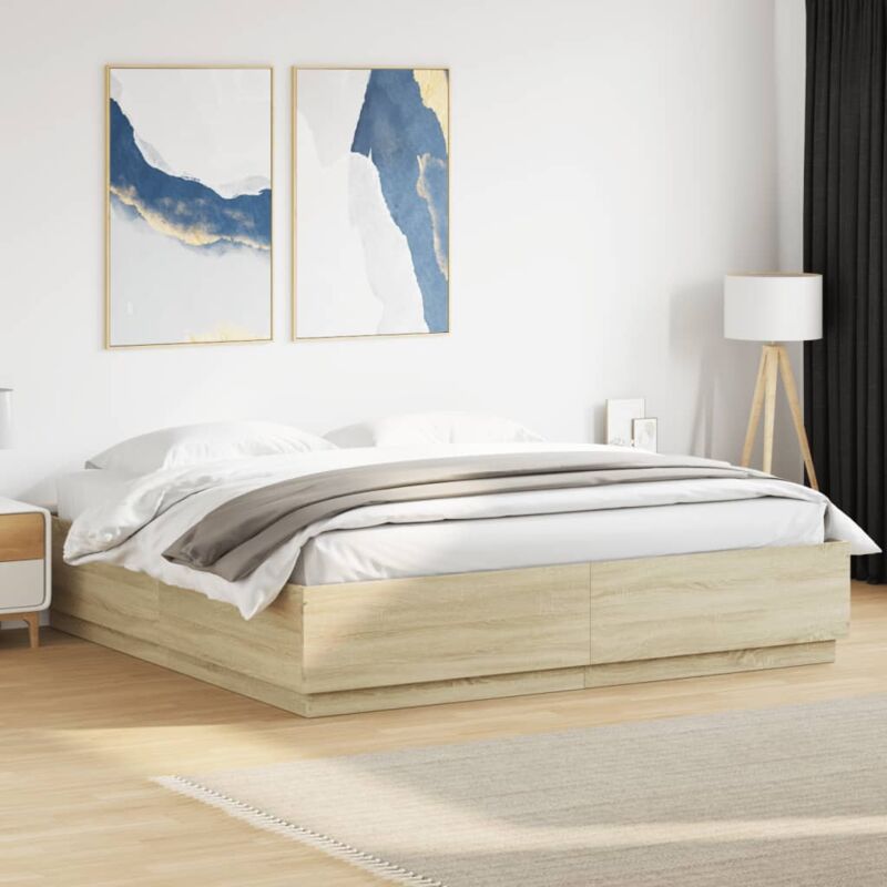 Vidaxl - Cadre de lit sans matelas chêne sonoma 180x200 cm