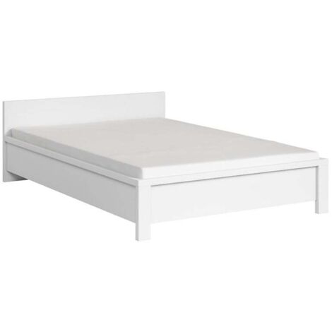 Lit adulte 140x200 coloris Blanc/Blanc Mat - Longueur 206,5 x Largeur 148 x Hauteur 35-60,5 cm