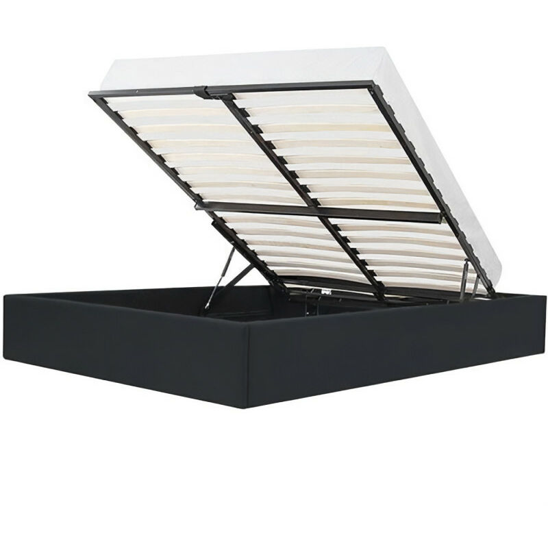 Lit adulte 160 x 200 cm avec coffre de rangement - Simili Noir - ECLIPSE