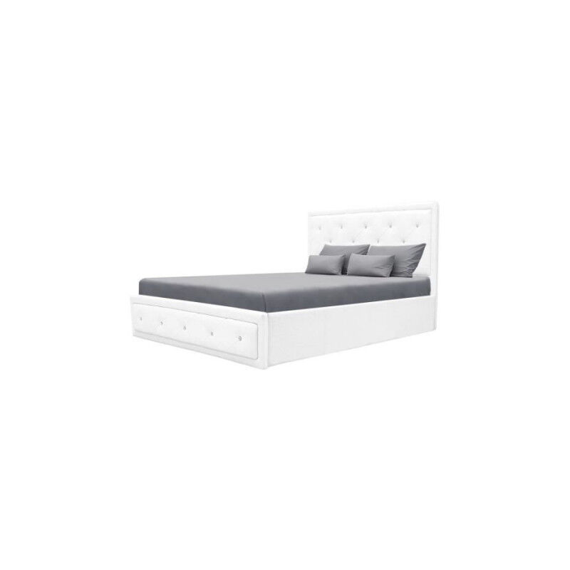 Les Tendances - virginia Lit coffre adulte 160x200 cm - Simili blanc - Sommier inclus